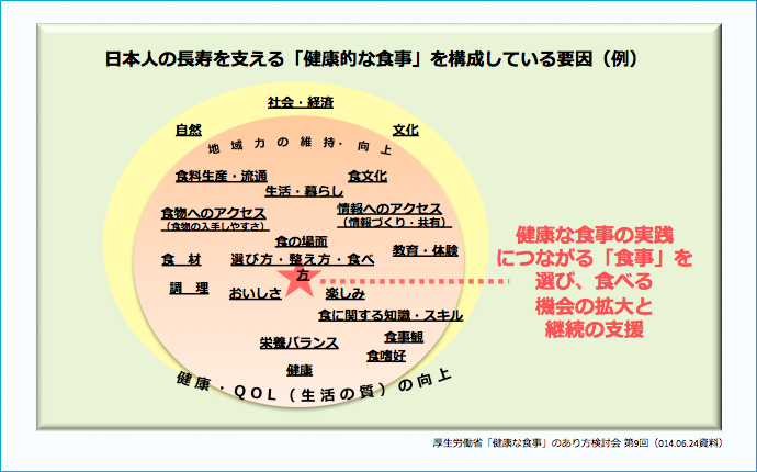 日本人の長寿を支える「健康的な食事」を構成している要因（例）